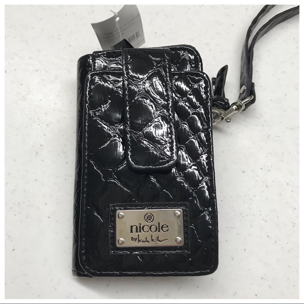 NWT Nicole Miller Black cellphone case/wallet